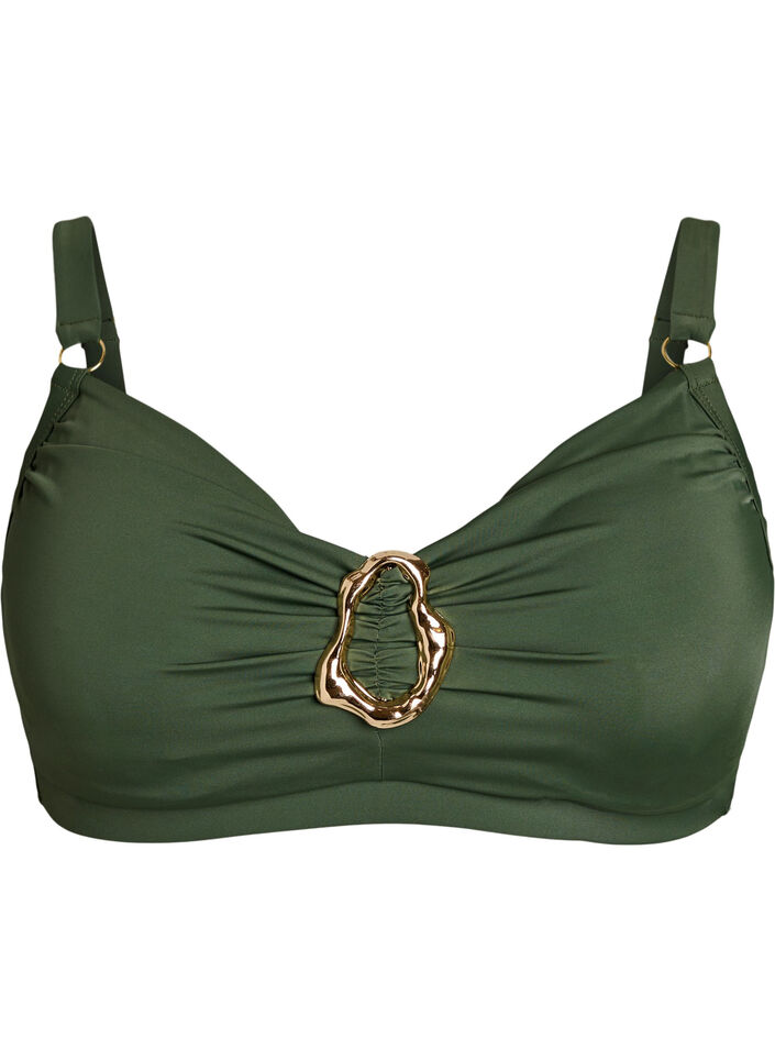 Bikini Top mit B&uuml;gel und goldfarbenem Detail, Gr&uuml;n, Packshot