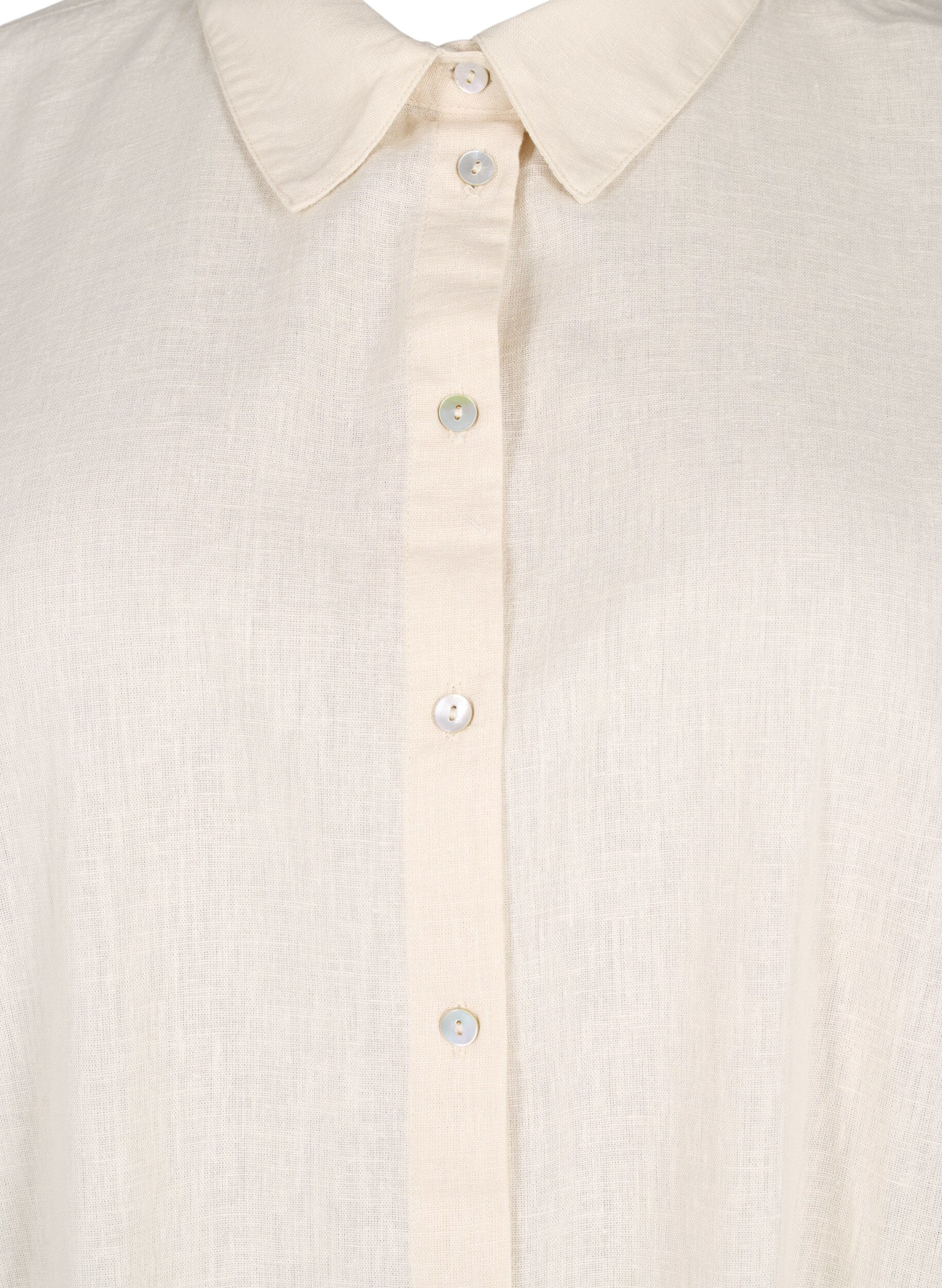 ZizziLanges Hemd aus Baumwollmischung mit Leinen, Beige, Packshot image number 2