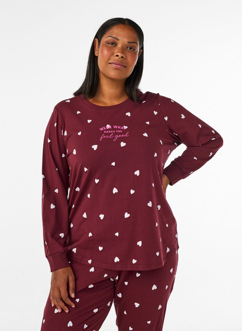Nachtbluse mit Print, Rot, Model image number 0