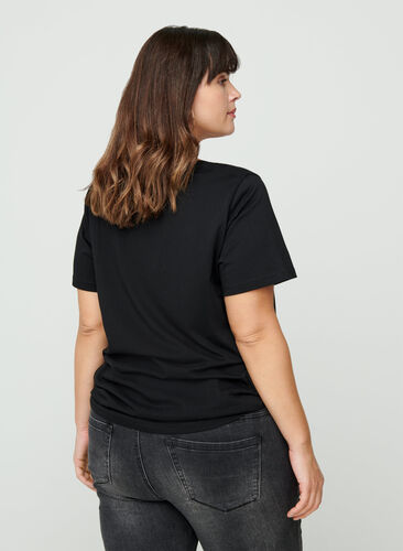 Kurzarm T-Shirt mit Print, Black, Model image number 1