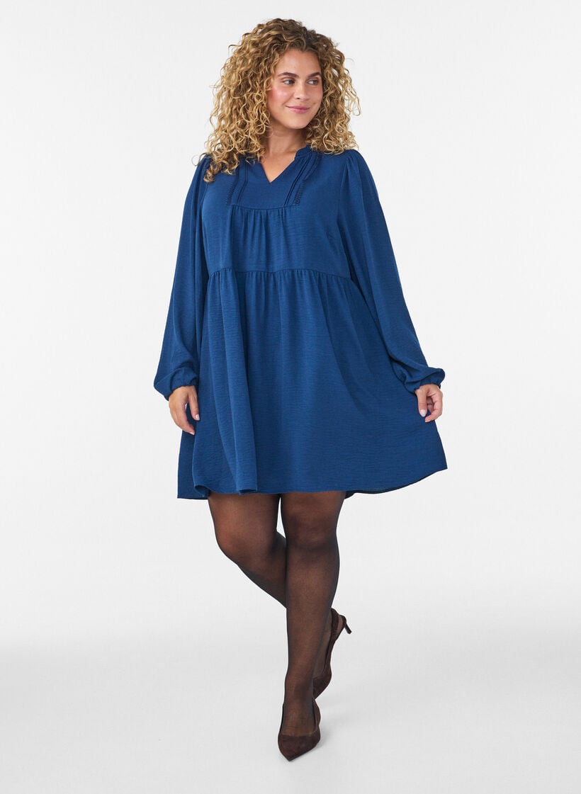 A-Linien-Kleid mit Empire-Linie, Blau, Model image number 1