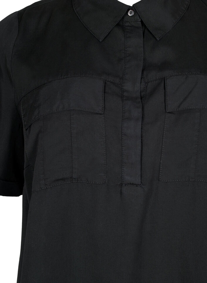 Kurzärmelige Tunika aus Lyocell (TENCEL™), Black, Packshot image number 2