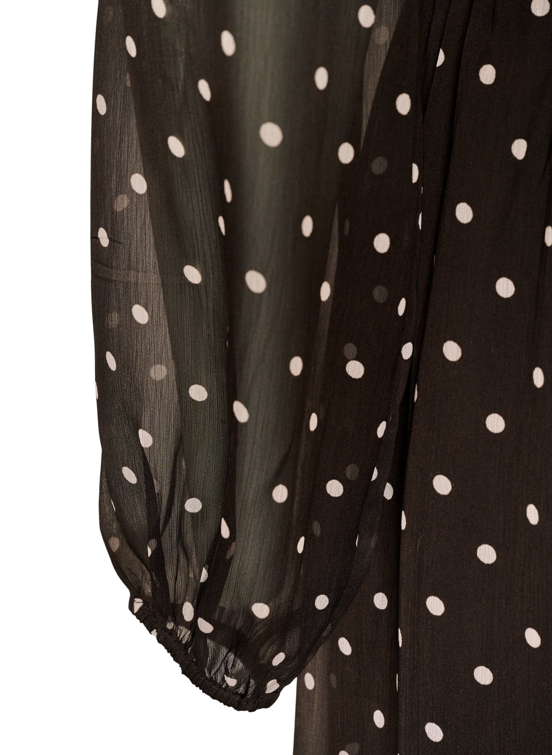 ZizziKleid aus Chiffon mit Polka Dots und langen &Auml;rmeln, Braun, Packshot image number 3
