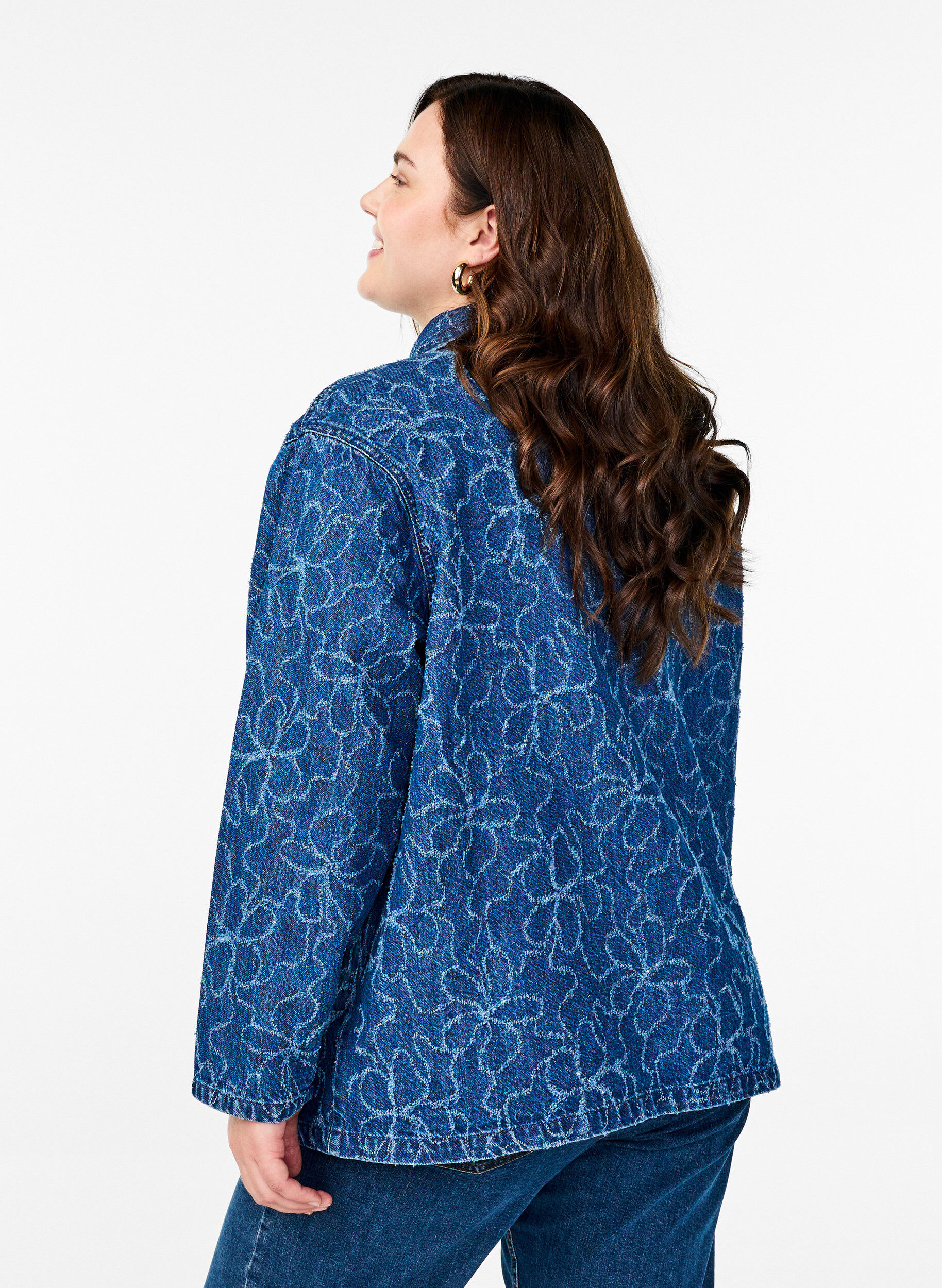 ZizziJeansjacke mit Bindeverschluss und Taschen, Blue Denim Destroy, Model image number 1