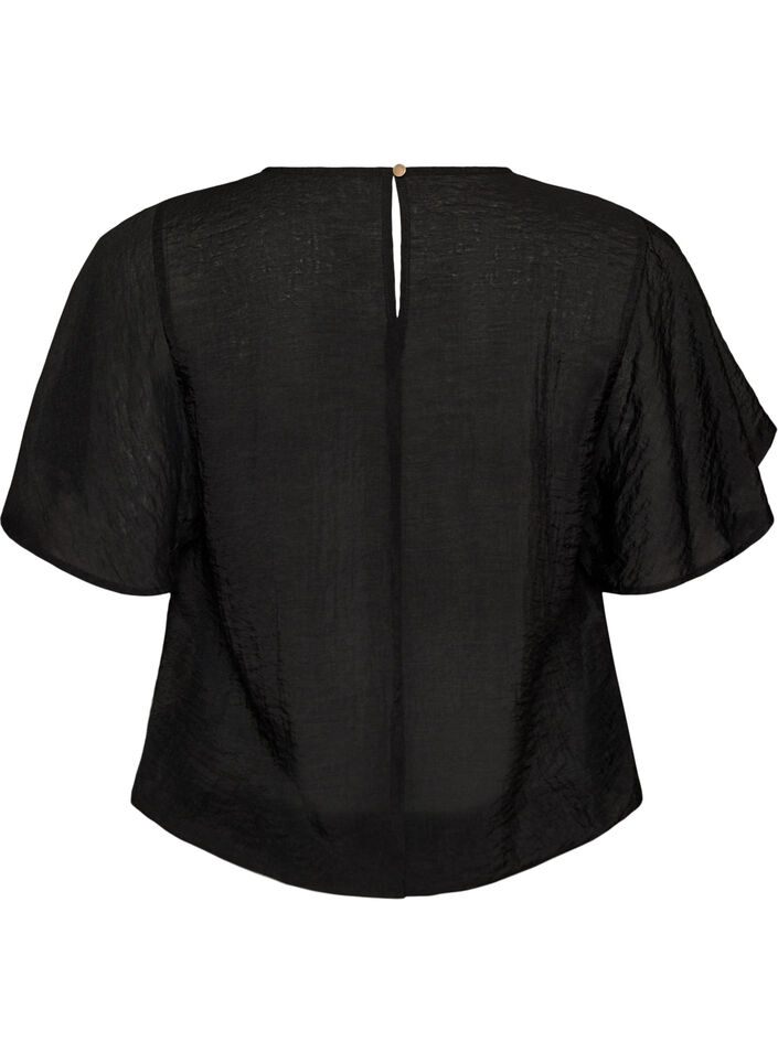 Bluse mit Ballonform und Fl&uuml;gel&auml;rmeln, Schwarz, Packshot image number 1