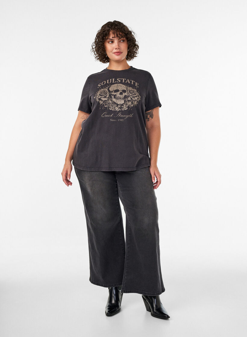 Grafik-T-Shirt aus Bio-Baumwolle, Beige, Model image number 1
