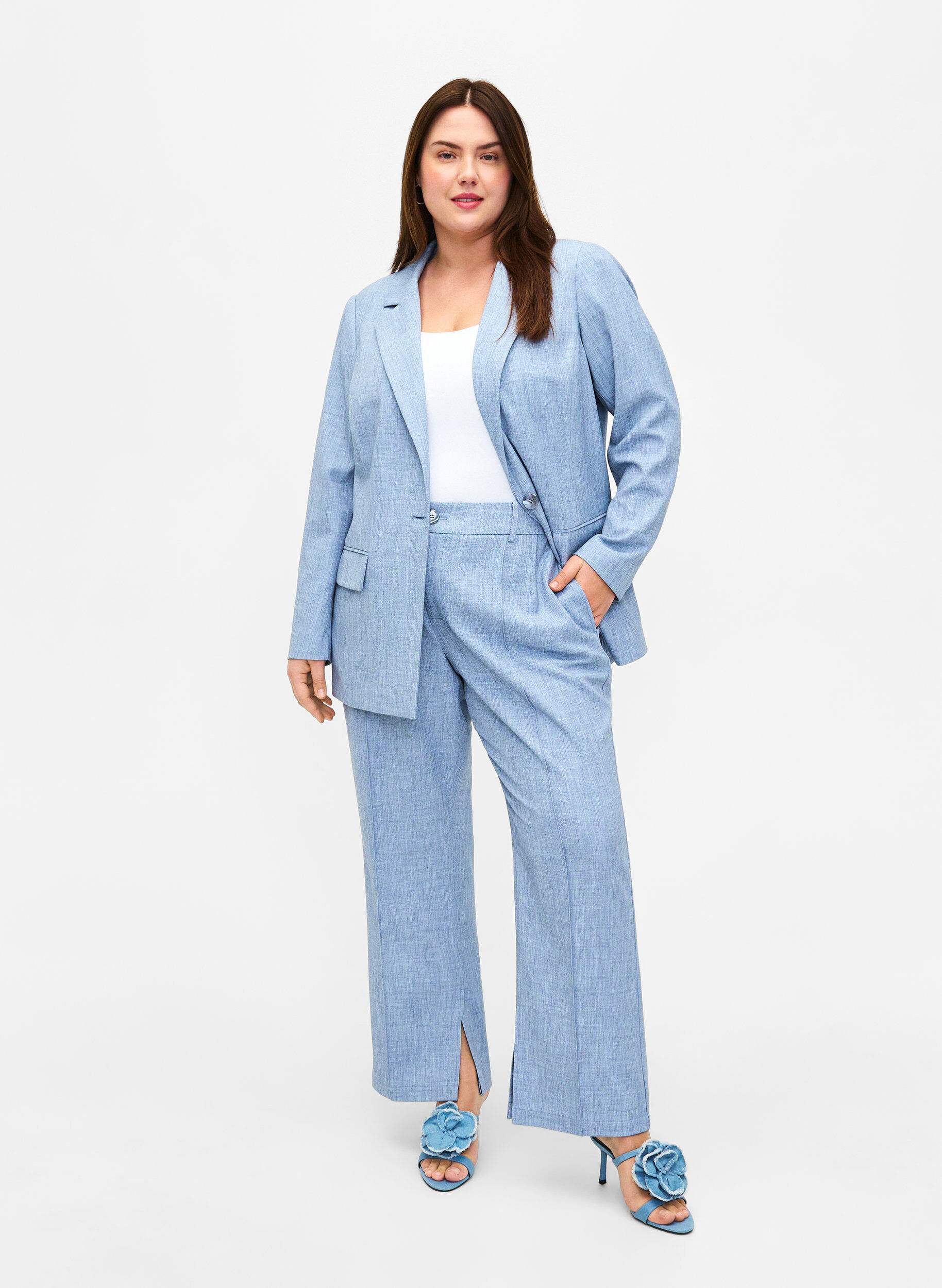 ZizziMelierter Blazer mit Knopfverschluss, Infinity , Model image number 2