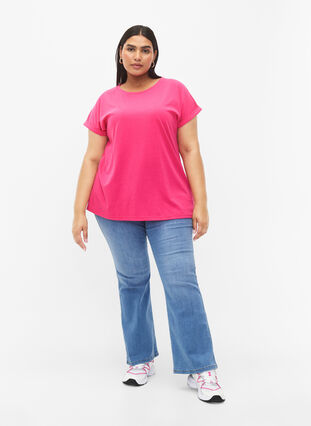 Kurzärmeliges T-Shirt aus einer Baumwollmischung, Raspberry Sorbet, Model image number 2