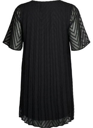 Kurzärmeliges Kleid mit Struktur , Black, Packshot image number 1