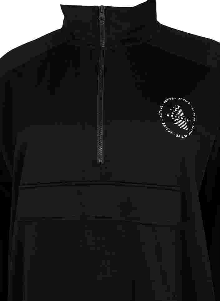 Langes Sweatshirt mit Tasche und Reißverschluss, Black, Packshot image number 2
