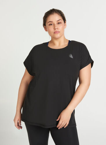 Einfarbiges Trainings-T-Shirt, Black, Model image number 0