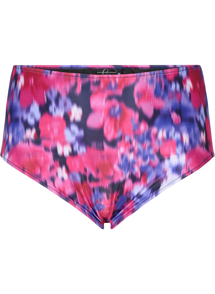 Bikinihose mit Aufdruck und hoher Taille, Pink, Packshot image number 0