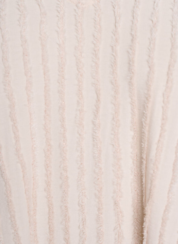 Bluse mit kurzen Ärmeln und Streifenstruktur, Beige, Packshot image number 2