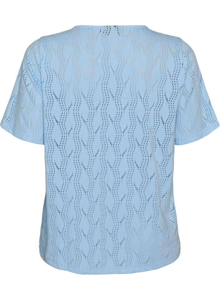 T-Shirt aus Jersey mit Lochstickerei, Blau, Packshot image number 1