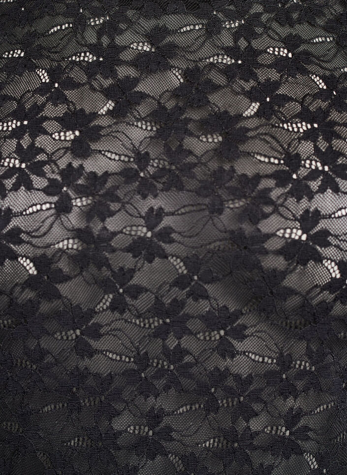 Spitzenbluse mit Rundhalsausschnitt und Slim Fit, Schwarz, Packshot image number 2
