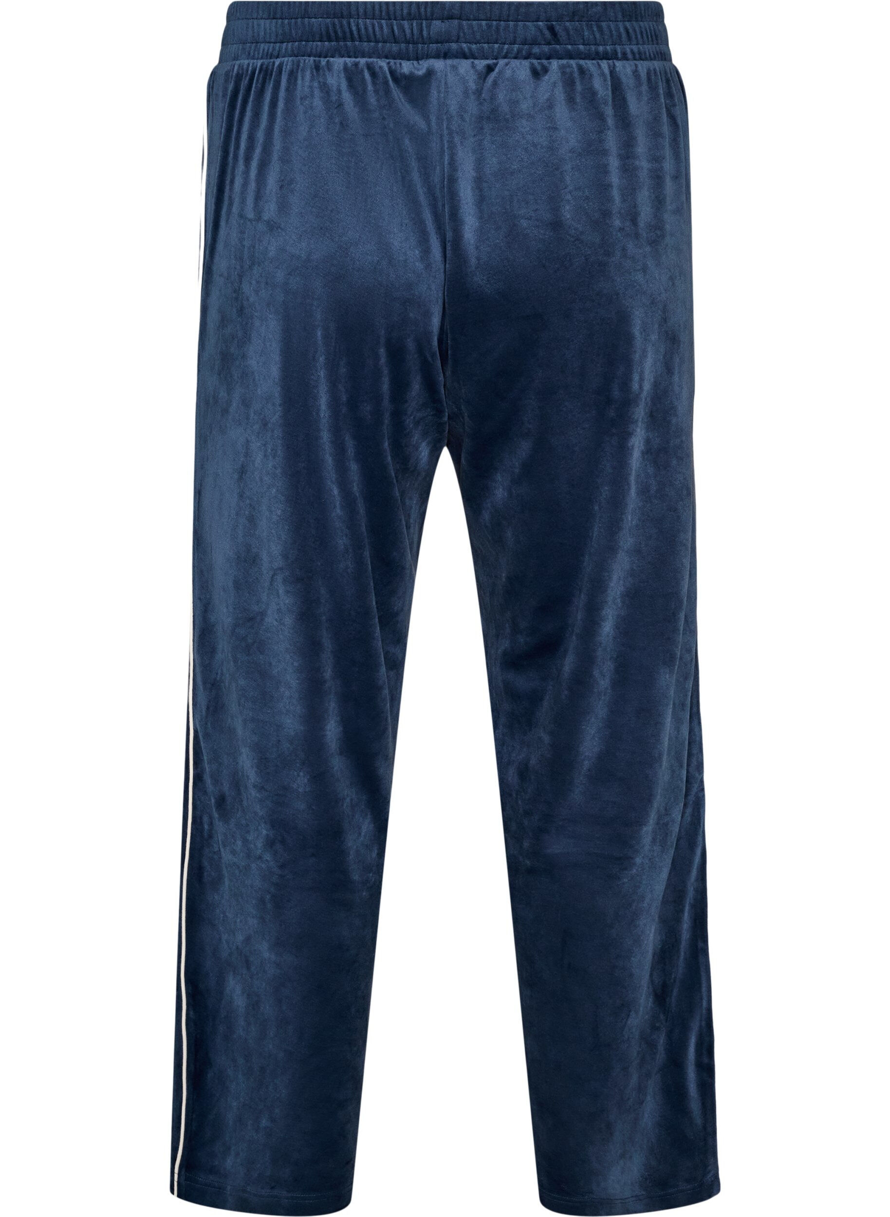 ZizziVelourshose mit Kontrastpaspel, Blau, Packshot image number 1