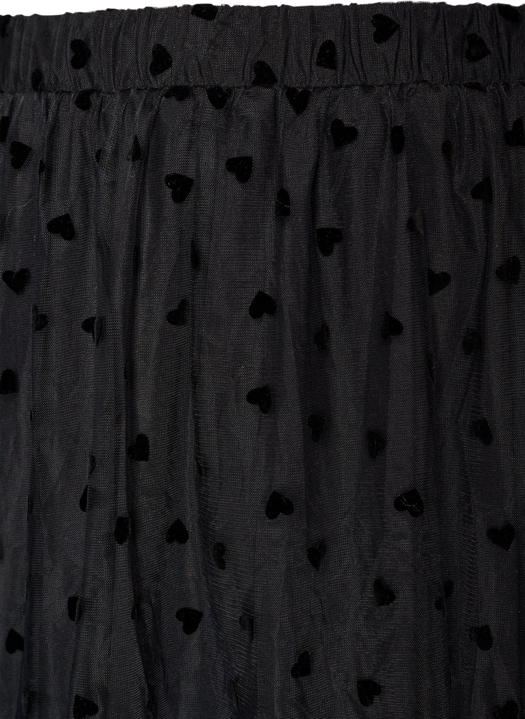 ZizziMidi-Rock aus T&uuml;ll mit Herzen, Schwarz, Packshot image number 2