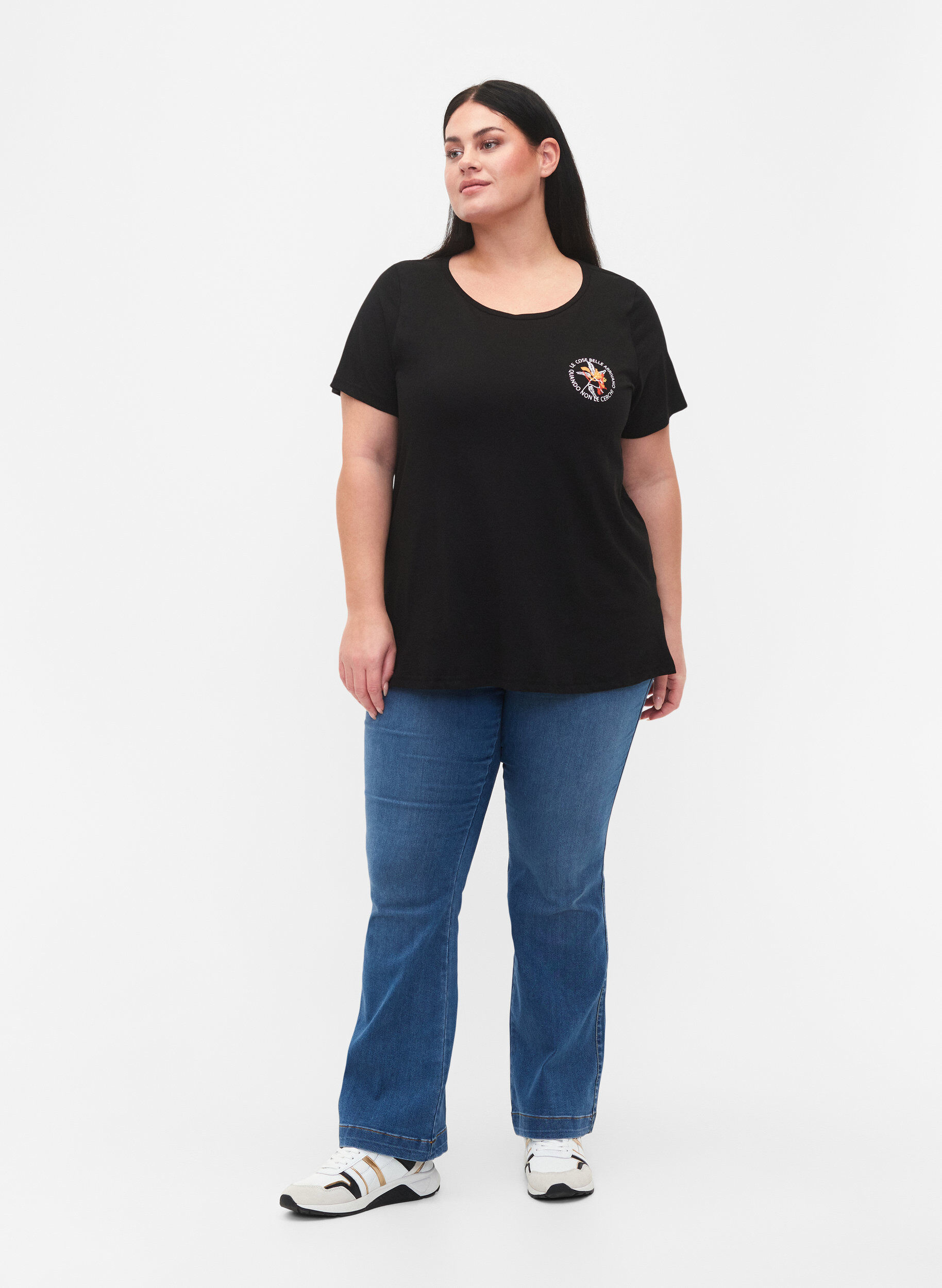 ZizziT-Shirt aus Baumwolle mit Aufdruck, Black W. Chest print, Model image number 2