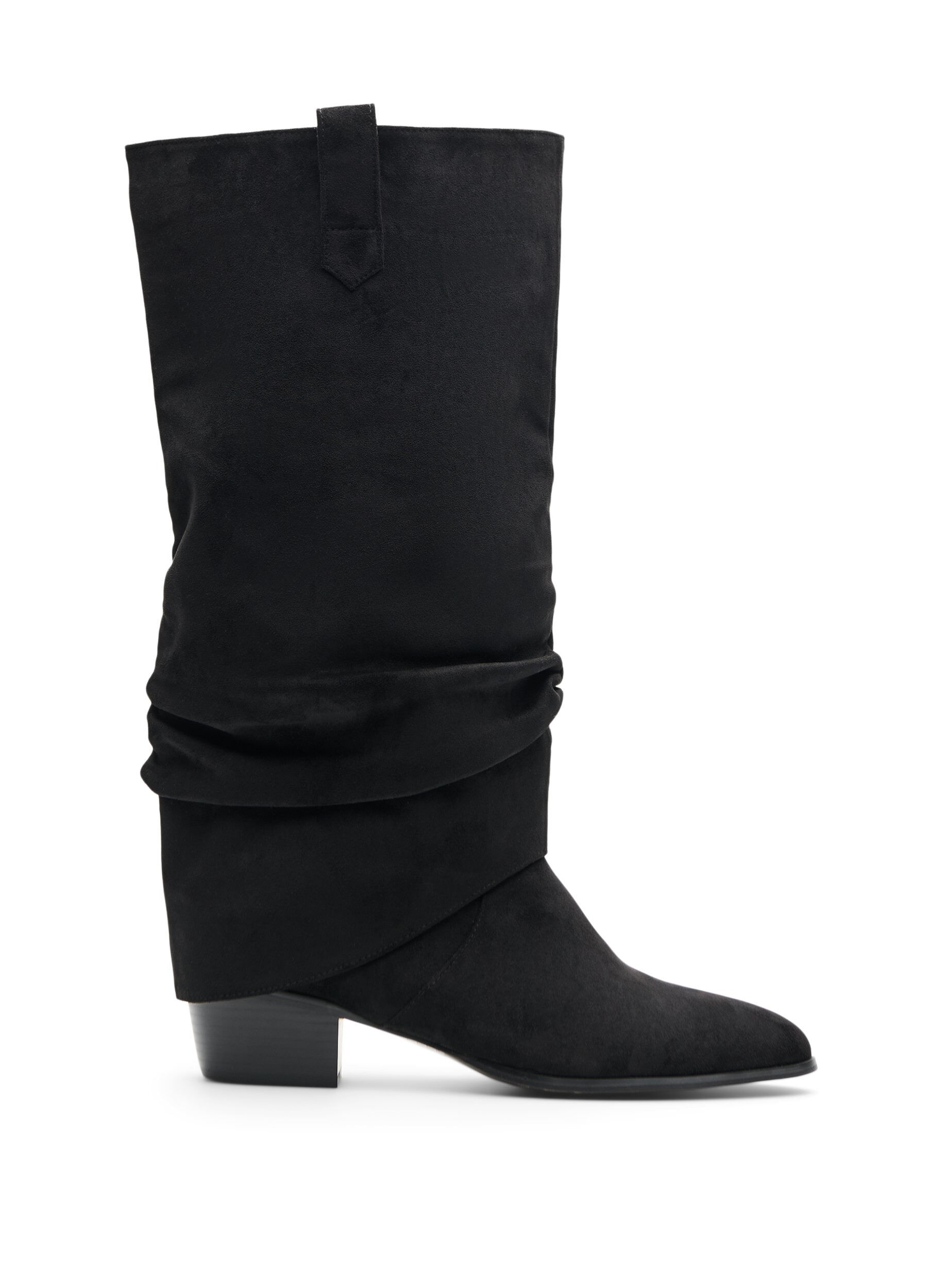 Langer Stiefel in Wildlederoptik mit abnehmbarem Schaft
