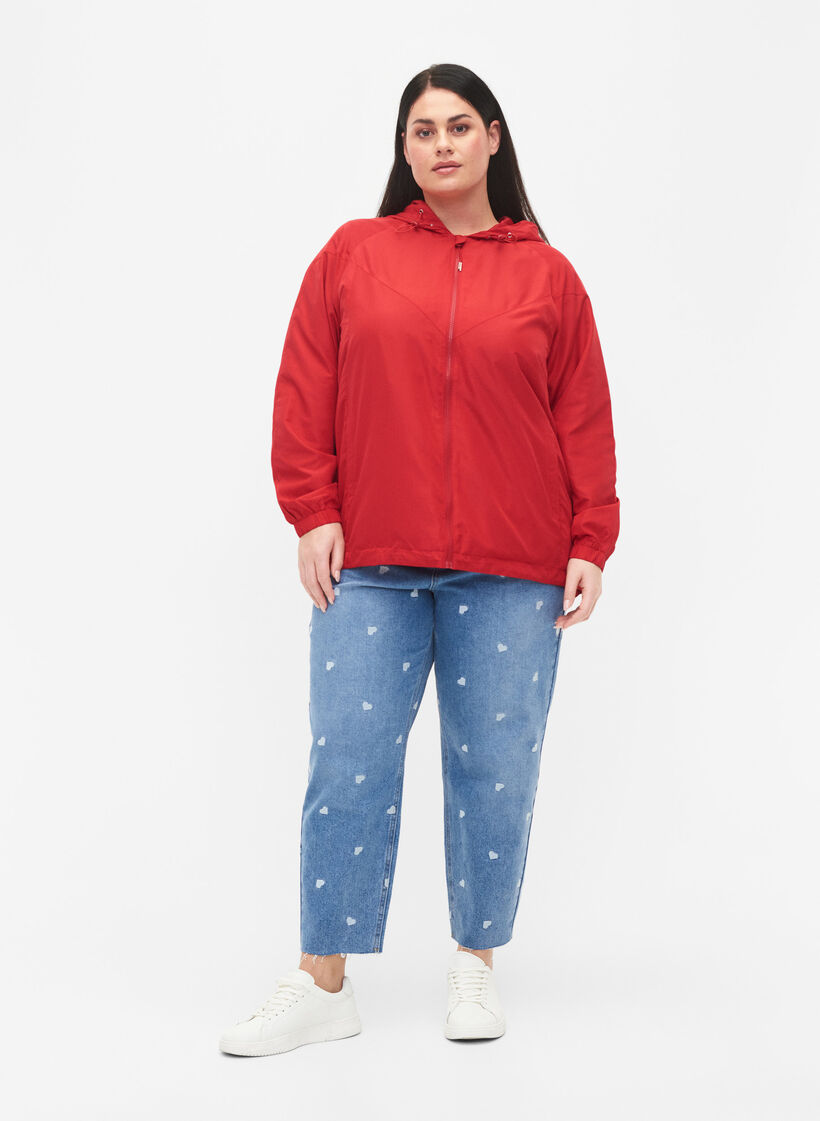 Kurze Jacke mit Kapuze und verstellbarer Saum, Tango Red, Model image number 2