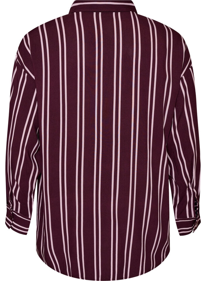 Gestreiftes Nachthemd, Dunkles Bordeaux, Packshot image number 1