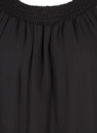 Kurzarm Bluse mit Smock und leichter Struktur, Black, Packshot image number 2