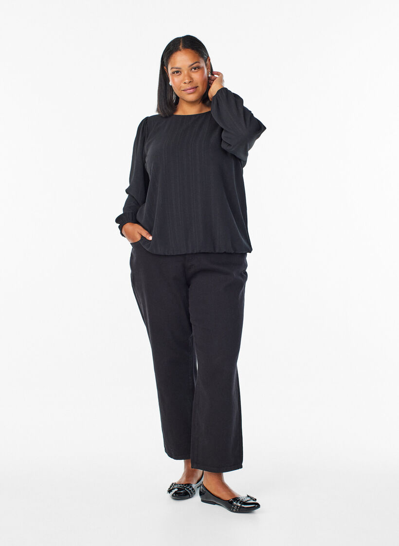 Bluse mit Silberglitzer, Schwarz, Model image number 1