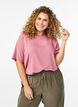 Kurz&auml;rmelige, gewebte Bluse mit Rundhals, Rot, Model image number 0