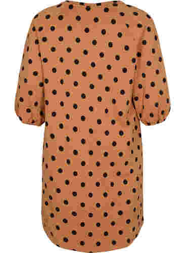 Kleid mit Punktmustern und 3/4 Ärmeln, Almond Black Dot, Packshot image number 1