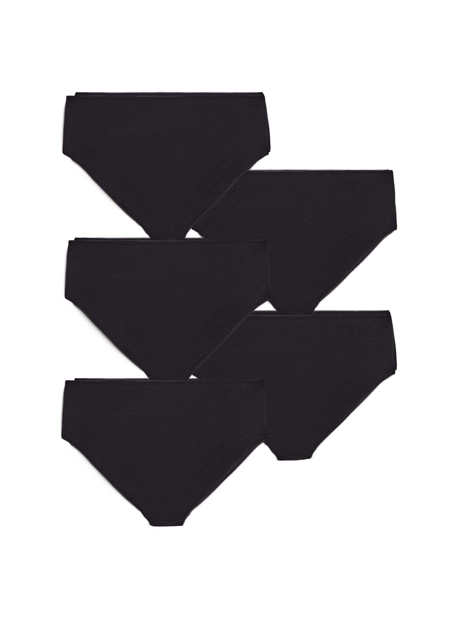 Zizzi5-pack Bauwollunterhose mit normaler Taille, Schwarz, Packshot image number 1