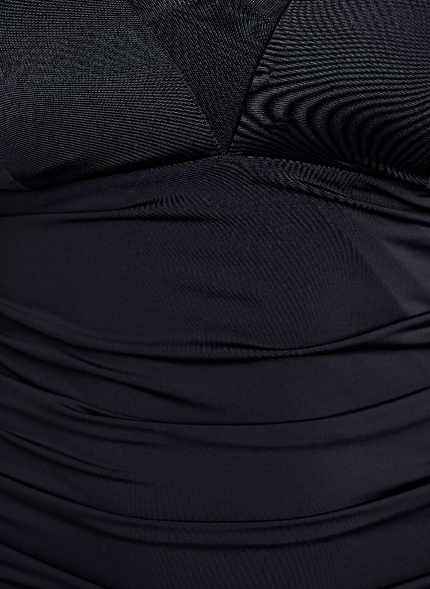 ZizziBadeanzug mit V-Ausschnitt und Mesh-Detail, Schwarz, Packshot image number 2