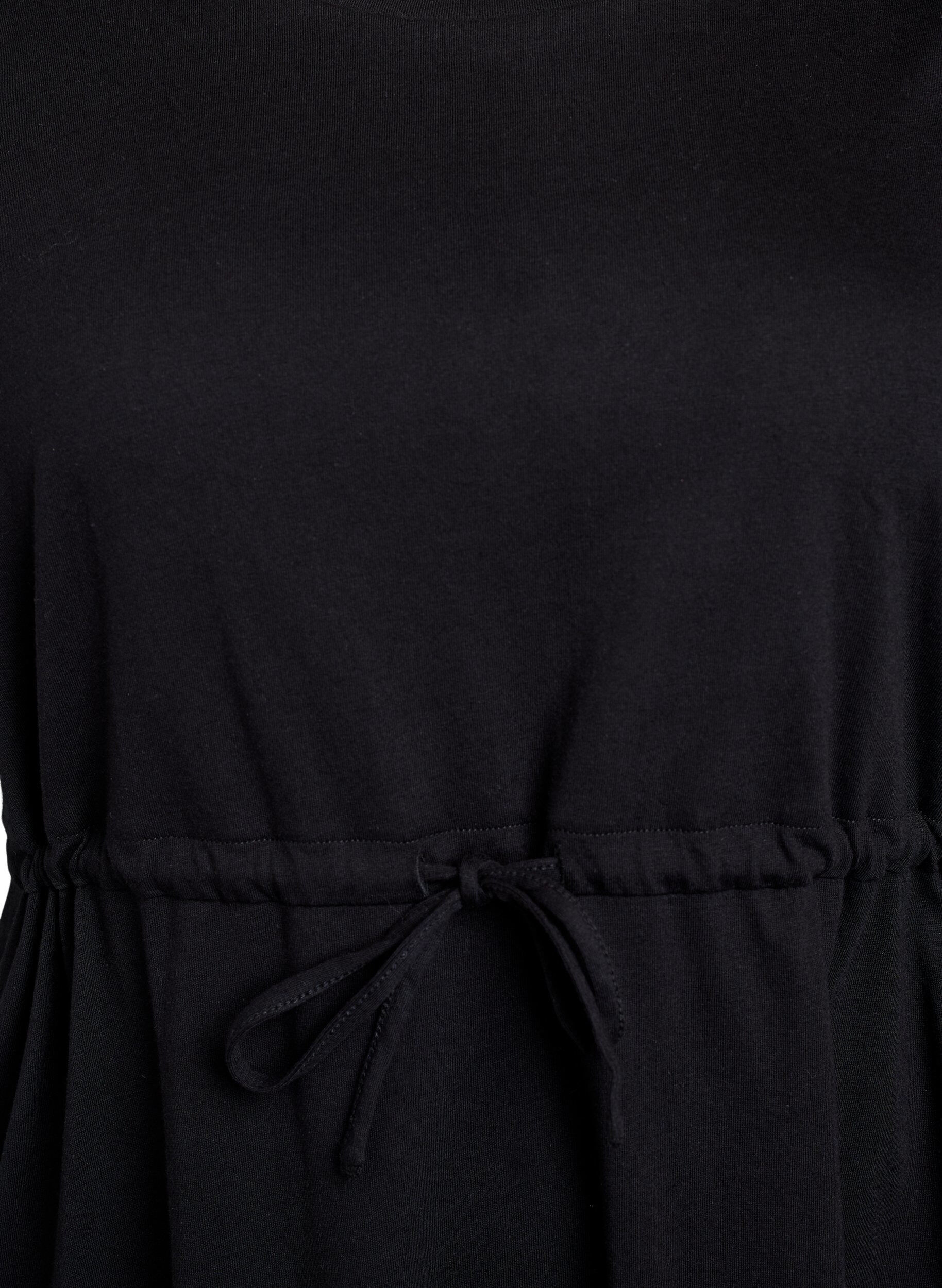 ZizziFLASH &ndash; Kurzes T-Shirt-Kleid mit Bindeg&uuml;rtel, Schwarz, Packshot image number 2