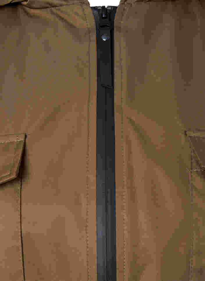 Winddichte Parka-Jacke mit verstellbarer Taille, Teak, Packshot image number 3