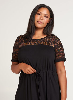 Kleid mit kurzen Ärmeln, Black, Model image number 2