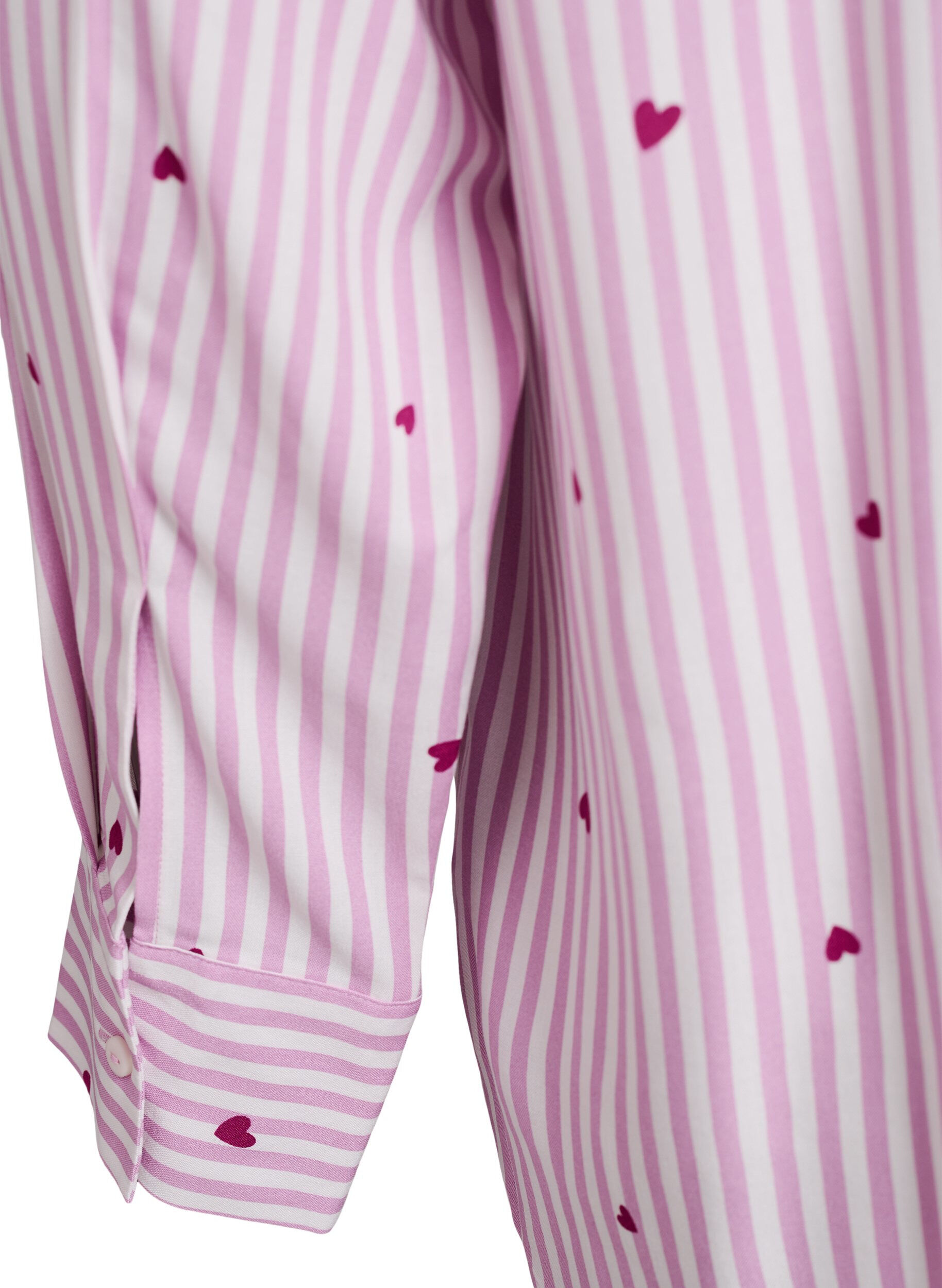 ZizziNachthemd aus Baumwolle mit Streifen und Herzen, Rot, Packshot image number 3