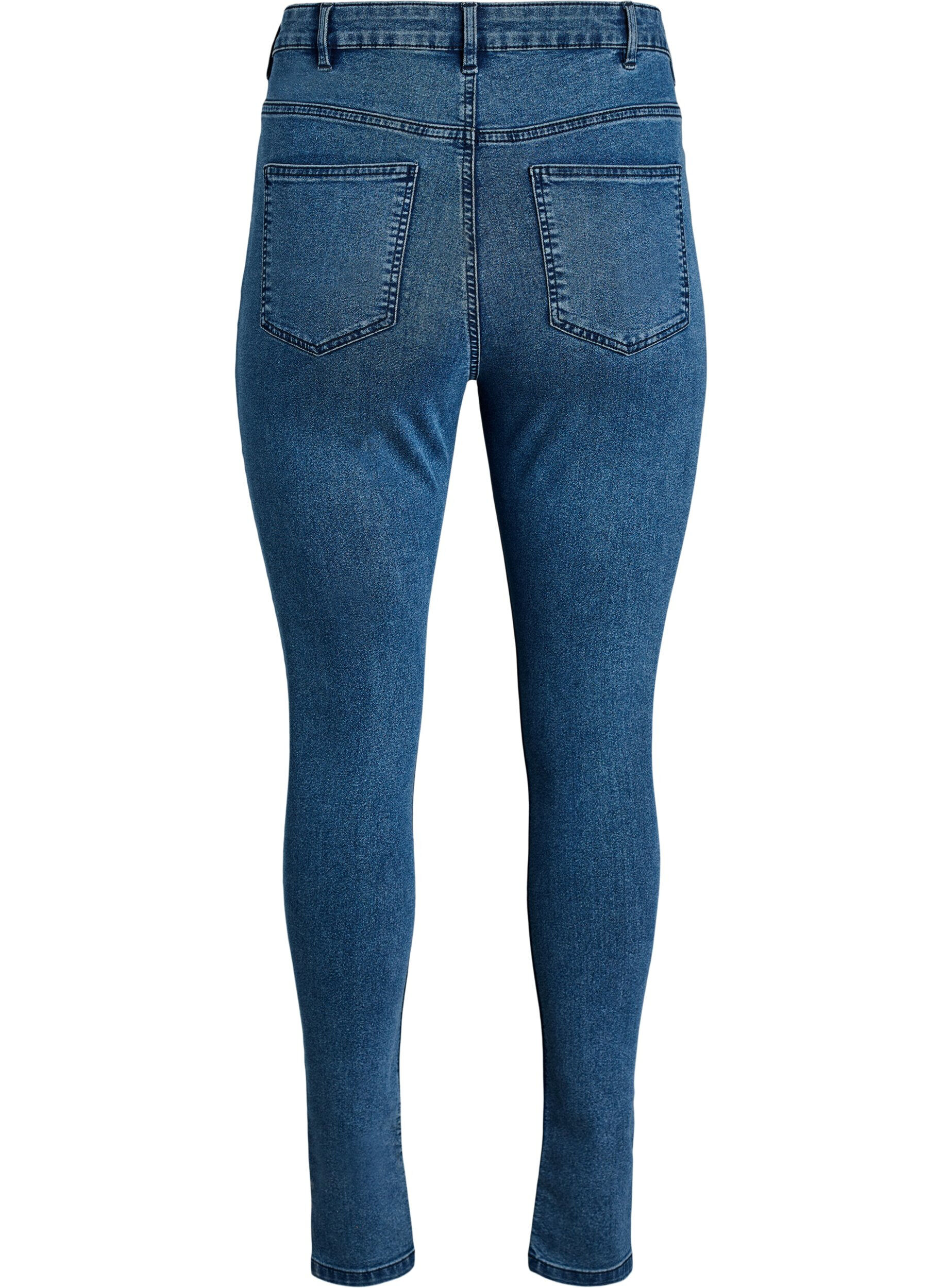 ZizziAmy Super Slim Fit Jeans mit hoher Taille, Blau, Packshot image number 1