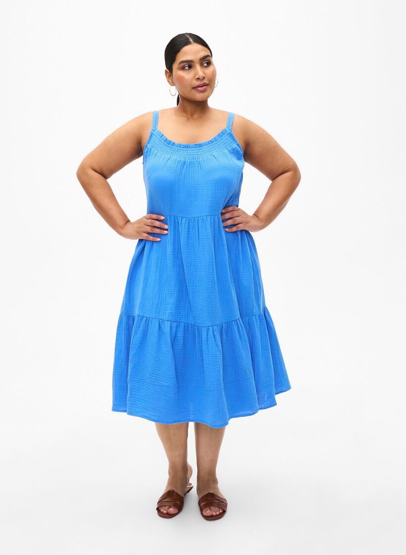 Schlichtes Tr&auml;gerkleid aus Baumwolle, Marina, Model image number 2