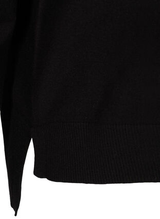 Langarm Bluse mit Ripp und Schlitz, Black, Packshot image number 3