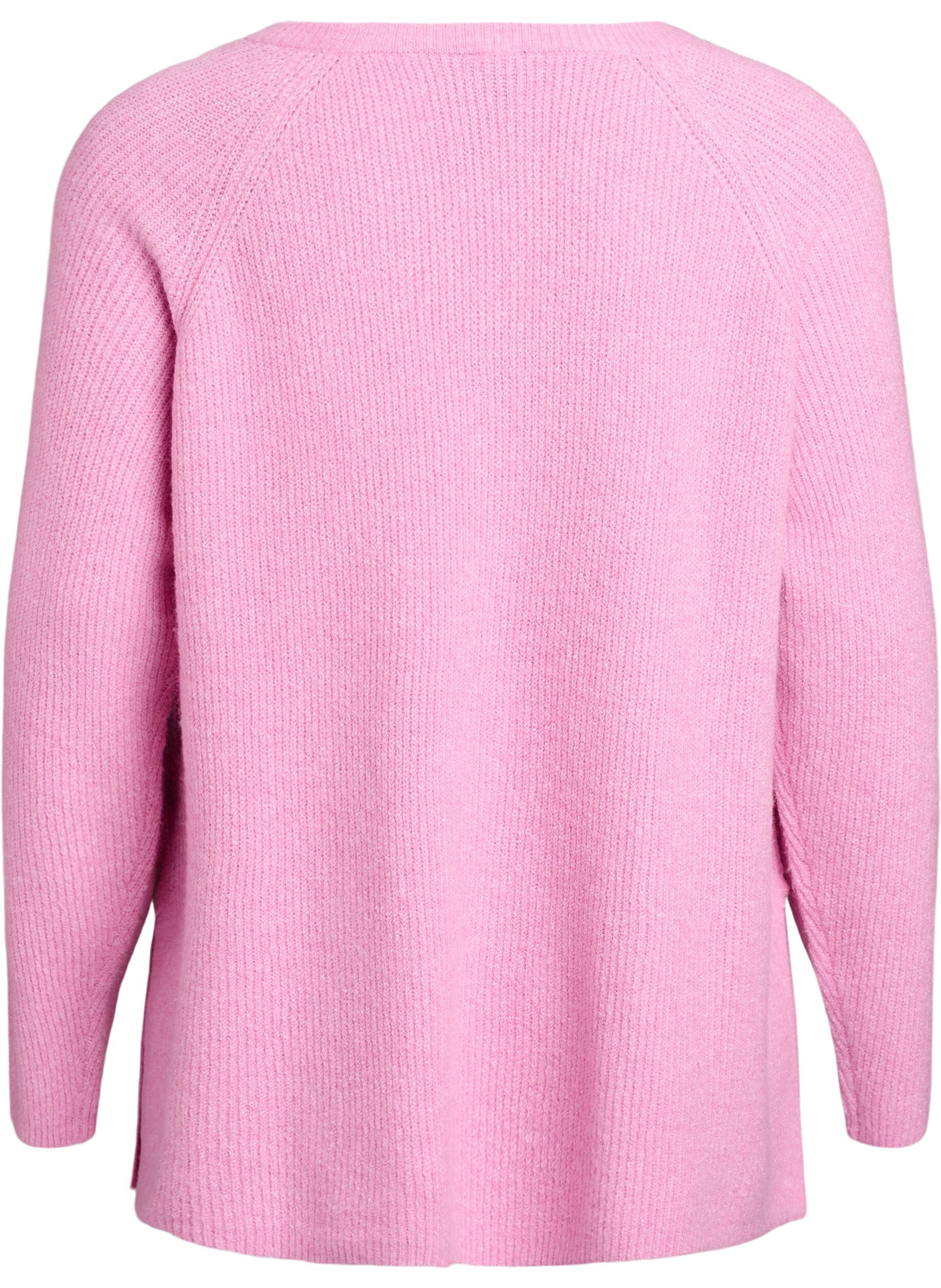 ZizziStrickpullover mit Diagonalmuster und Raglan&auml;rmeln, Pink, Packshot image number 1