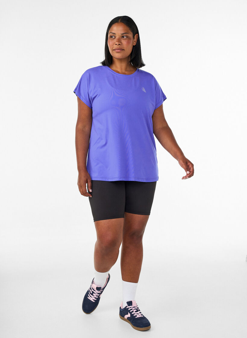Einfarbiges Trainings-T-Shirt, Blau, Model image number 1