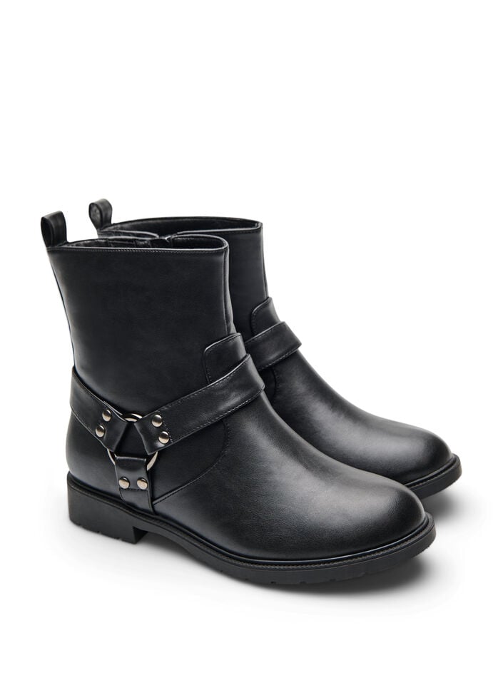 Kurzer Bikerstiefel, Schwarz, Packshot