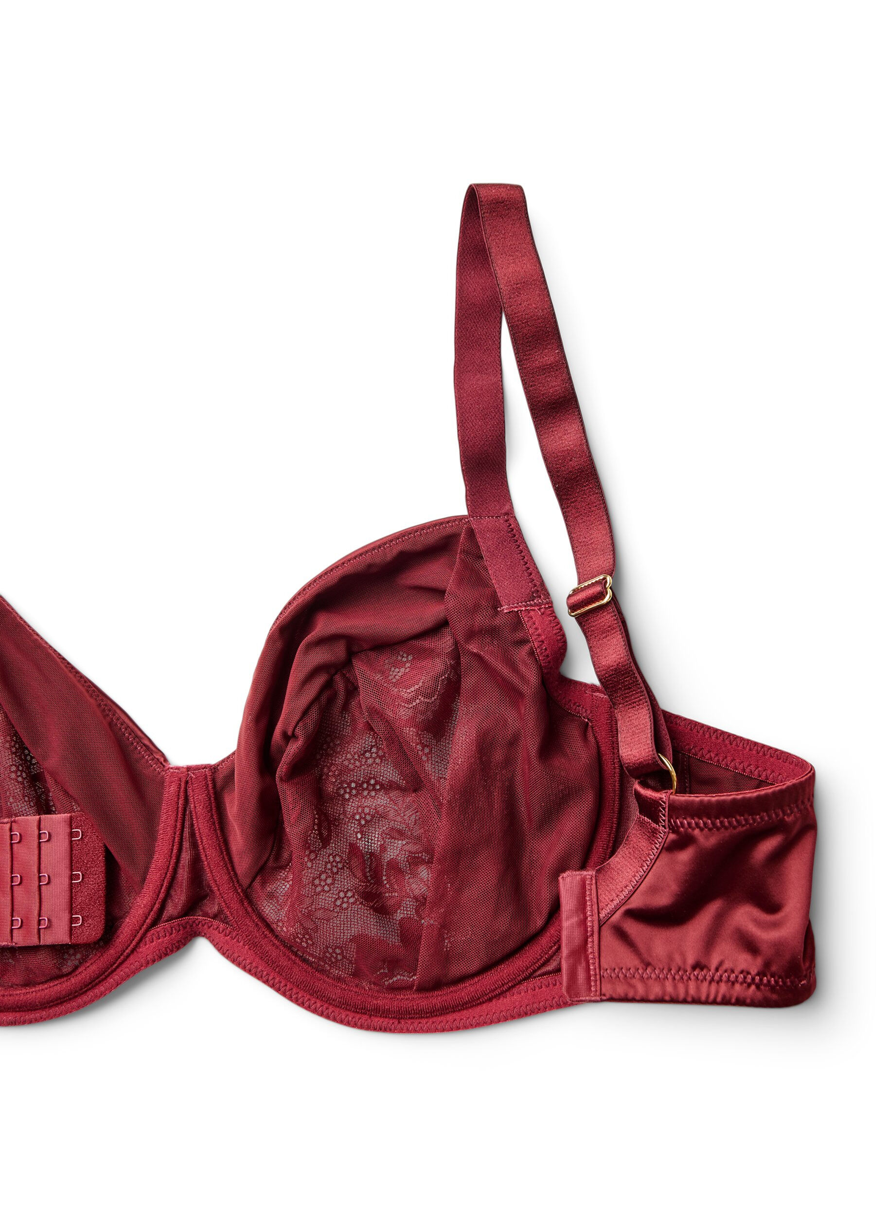ZizziVollschalen-BH aus gl&auml;nzender Mikrofaser, Dunkles Bordeaux, Packshot image number 3
