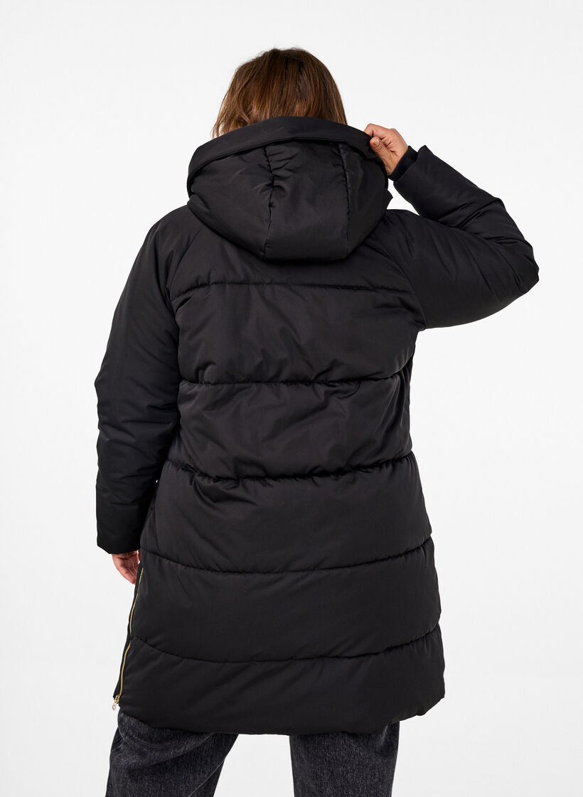 Pufferjacke mit Kapuze, Schwarz, Model image number 2