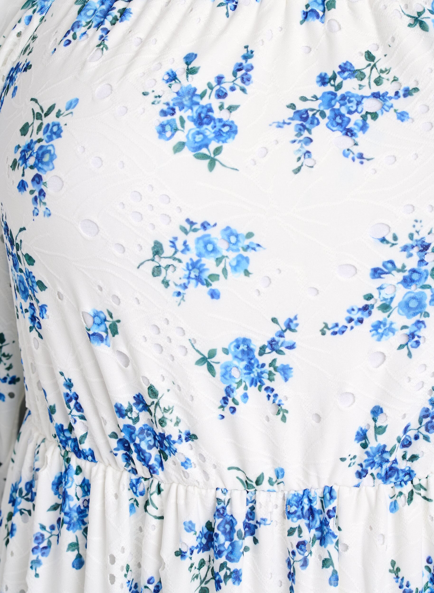 ZizziKn&ouml;chellanges Kleid mit Blumenprint und Lochstickerei, Wei&szlig;, Packshot image number 2