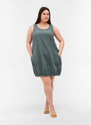 Ärmelloses Kleid aus Baumwolle, Balsam Green, Model image number 2