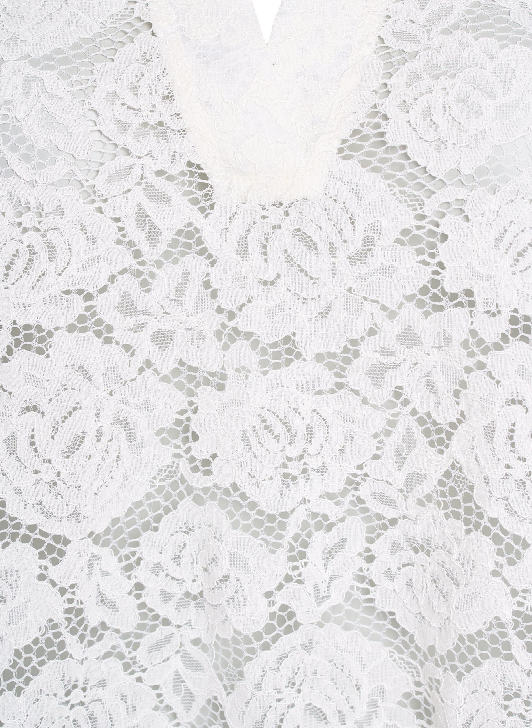 ZizziSpitzenbluse mit Kragen und V-Ausschnitt, Vanille, Packshot image number 2