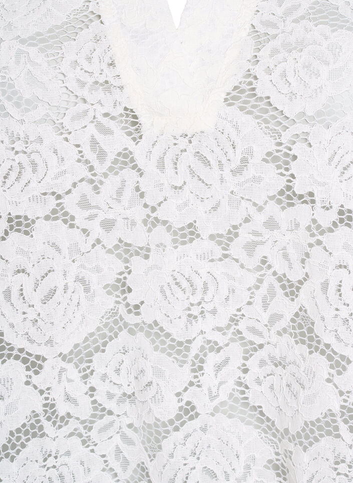 Spitzenbluse mit Kragen und V-Ausschnitt, Vanille, Packshot image number 2