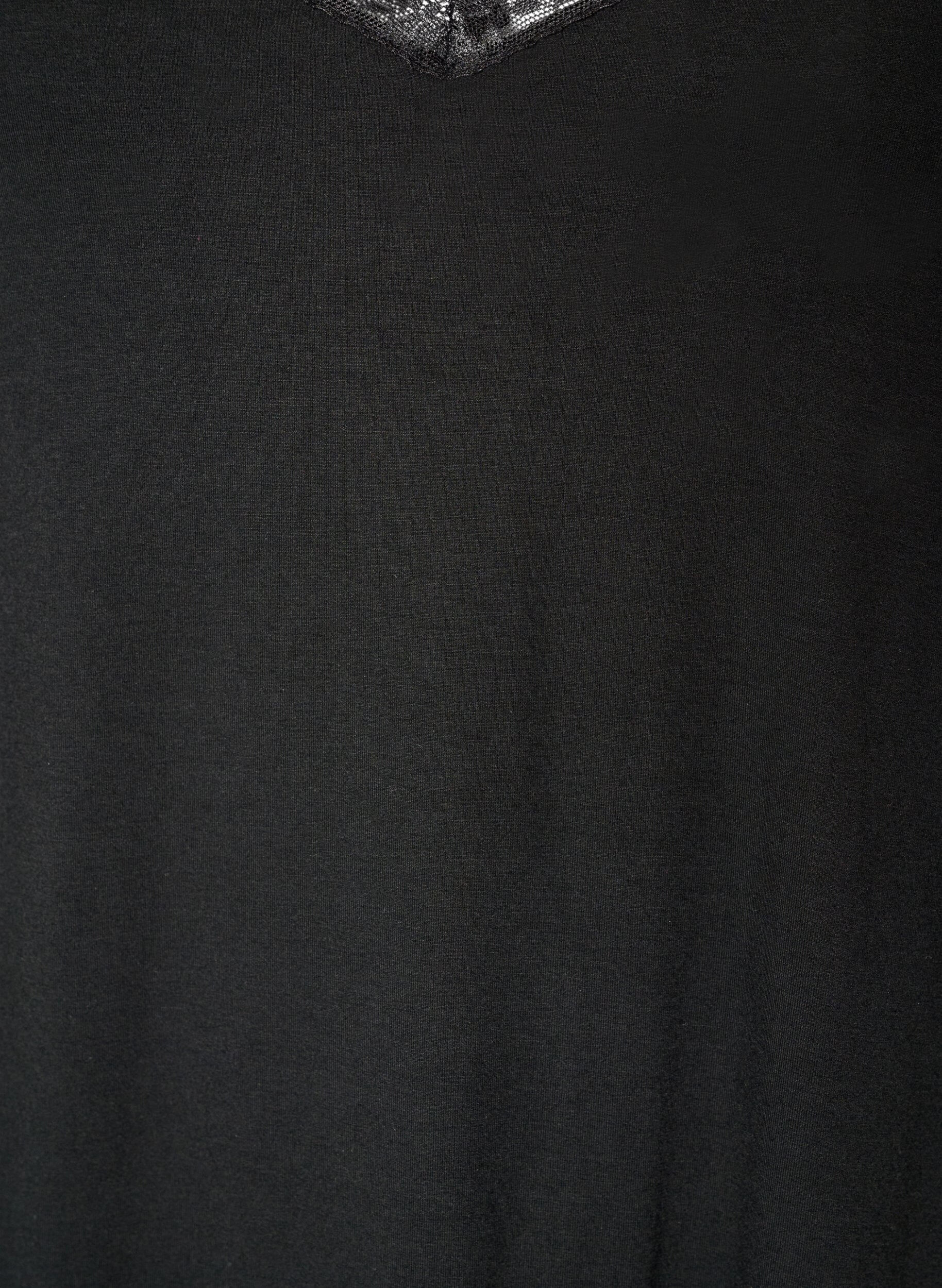 ZizziNachthemd aus Viskose mit Spitze und Schlitzen, Schwarz, Packshot image number 2
