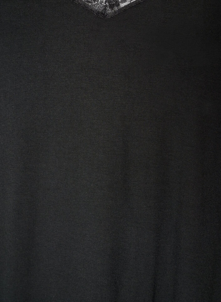 Nachthemd aus Viskose mit Spitze und Schlitzen, Schwarz, Packshot image number 2
