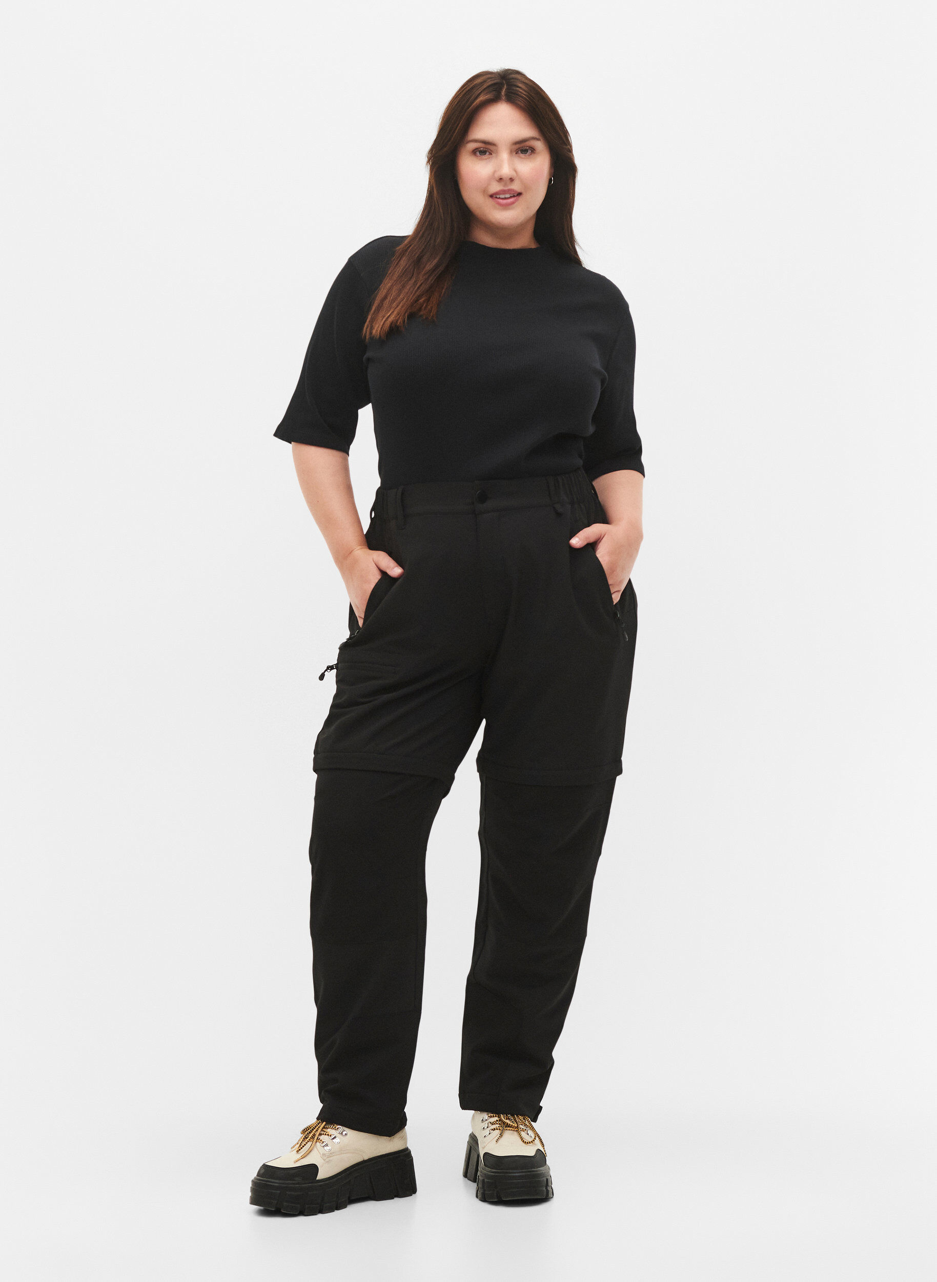 Zizzi2-in-1 Wanderhosen, Black, Model image number 0